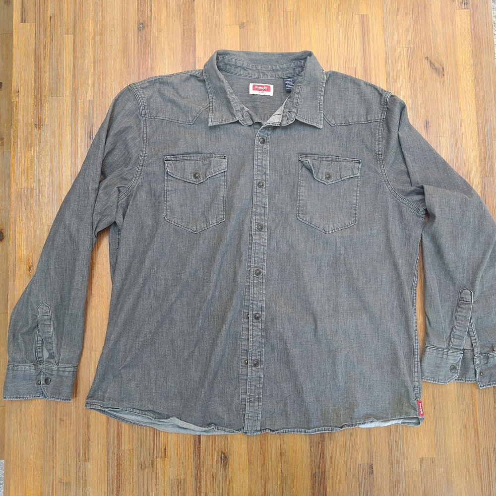 Wrangler Men's Western Gray Button Snap Shirt